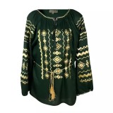Cumpara ieftin Bluza Tip Ie Verde cu Motiv Geometric Auriu - BMG17