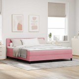 Cumpara ieftin Pat cu arcuri cu headboard Roz 180 x 200 cm Catifea