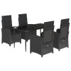 Set mobilier de gradina cu perne, 5 piese, negru, poliratan