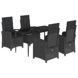 Set mobilier de gradina cu perne, 5 piese, negru, poliratan
