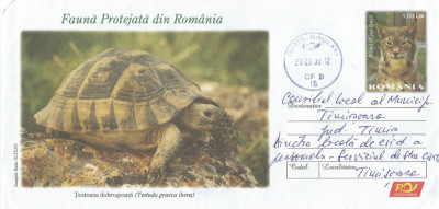 Romania, Fauna protejata, Testoasa dobrogeana, intreg postal circulat, 2009 foto