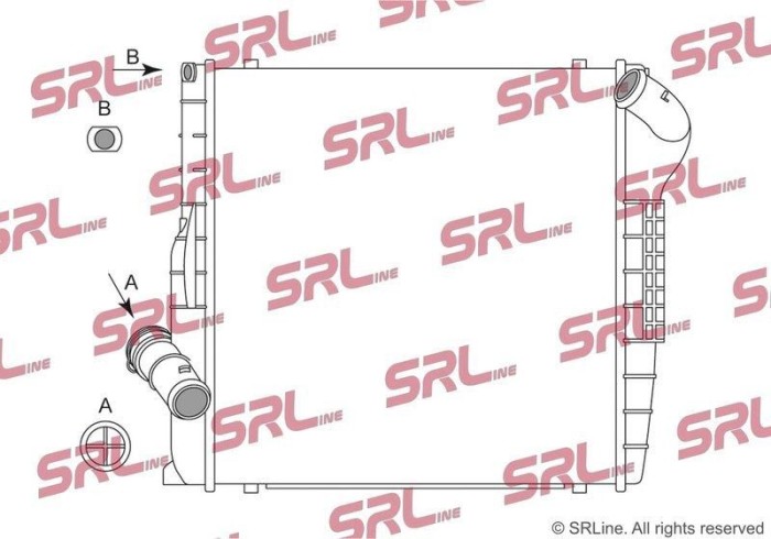 Radiator Porsche 911, Boxster/Cayman 16, motor: 3.0 B6 T, 3.4 B6, 3.8 B6, 3.8 B6 T, 4.0 B6, partea dreapta, 360x373x32, SRLine, Aluminiu/ Plastic