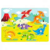 Puzzle cu dinozauri din lemn, Noriel Bebe Wood