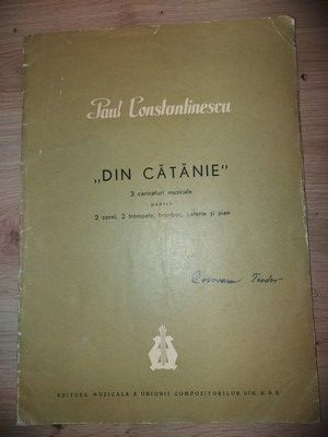 &amp;bdquo;Din catanie&amp;rdquo; 3 caricaturi muzicale pentru 2 corni, 2 trompete, trombon, baterie si pian - Paul Constantinescu foto