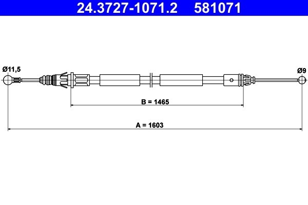 ATE 24.3727-1071.2 Cablu, frana de parcare