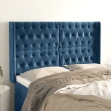 VidaXL Tăblie pat cu urechi albastru &icirc;nchis 163x16x118/128 cm catifea
