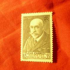 Serie 1 valoare Franta 1938 - Personalitati - Charcot - Medicina