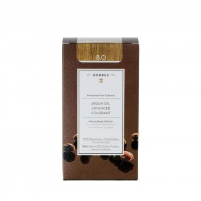 KORRES Vopsea de păr permanentă cu ulei de argan - Blond deschis 8.0 foto