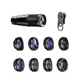 Set 10 obiective profesionale, Apexel, lentile telephoto 22x, fisheye, radial, caleidoscop, macro, wide, star, compatibile cu iPhone, Samsung, Huawei,