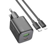 Cumpara ieftin Incarcator retea HOCO N41 (USB-A + USB-C, PD QC, 20 W) cu cablu USB-C , Lightning
