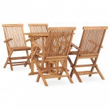 VidaXL Set mobilier de exterior pliabil, 5 piese, lemn masiv de tec