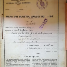 Mapă din bugetul Parohiei Fundenii Doamnei, com. Colentina, jud. Ilfov, 1931