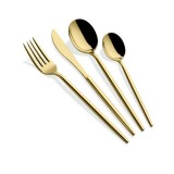 Cumpara ieftin Set tacamuri 24 bucati Almeria Auriu 23.4x23.4x23.4 cm