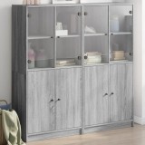 Cumpara ieftin Bibliotecă cu uși gri sonoma 136x37x142 cm lemn compozit