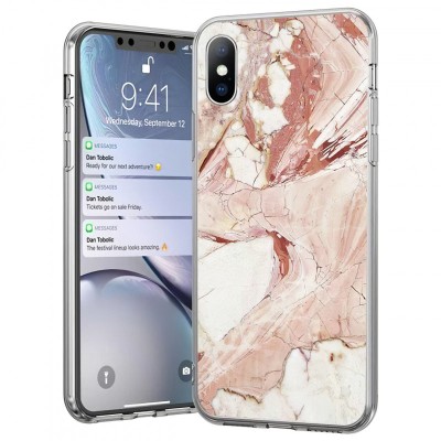 Husa TPU WZK Marble pentru Samsung Galaxy A40 A405, Roz foto