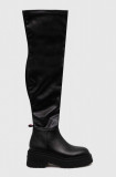 Cumpara ieftin Tommy Jeans cizme TJW OVER THE KNEE BOOTS femei, culoarea negru, cu platforma, EN0EN02254