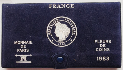 M01 Franta set monetarie 12 monede 1983 100 Francs argint UNC foto
