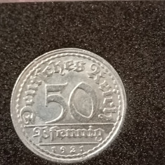 50 pfennig 1921 A, stare UNC + Luciu, in capsula [poze]