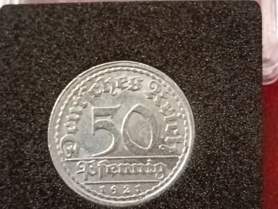 50 pfennig 1921 A, stare UNC + Luciu, in capsula [poze]. Discount conform descriere [10 - 20 %. Vezi descrierea.]. foto