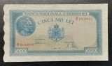 Rom&acirc;nia 5000 Lei 1945 August fil vertical Aunc