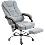 Vinsetto Fotoliu de birou cu masaj și &icirc;ncălzire, scaun de birou, &icirc;nălțime reglabilă, spătar &icirc;nclinabil, 65x70x111-119cm, gri | Aosom Romania