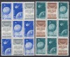 ROMANIA 1957 LP 444 a SATELITI ARTIFICIALI AI PAMANTULUI TRIPTIC CU VINIETA BLOCURI CU CELE 3 POZITII ALE VINIETELOR STARE MNH, Nestampilat