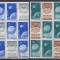 ROMANIA 1957 LP 444 a SATELITI ARTIFICIALI AI PAMANTULUI TRIPTIC CU VINIETA BLOCURI CU CELE 3 POZITII ALE VINIETELOR STARE MNH