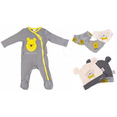 Set Disney Winnie the Pooh 6 Piese, Body, Caciula si Bavetica 100% Bumbac foto