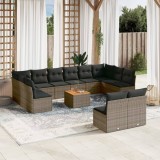 VidaXL Set mobilier de grădină cu perne, 13 piese, gri, poliratan