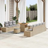 vidaXL Set de canapele pentru grădină cu pernă 10 pcs Bej Rattan poli