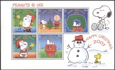 Gibraltar 2001 - Craciun, desene animate, Snoopy, bloc neuzat foto
