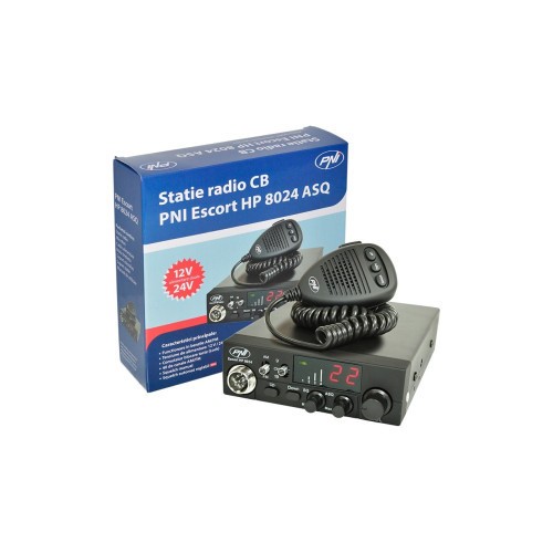 Statie radio CB PNI Escort HP 8024 cu ASQ reglabil, 12/24V, 40 canale AM/FM