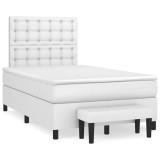 Cumpara ieftin Pat box spring cu saltea, alb, 120x190 cm, piele ecologica