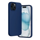 Husa silicon compatibila apple iphone 15 plus camera superprotect, interior din microfibra, deep navy