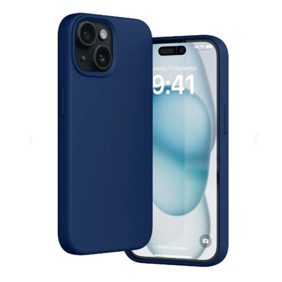 Husa silicon compatibila apple iphone 15 plus camera superprotect, interior din microfibra, deep navy foto