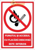 Semne pentru fumatul si accesul cu flacara deschisa este interzisa