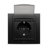 Priză Schuko cu capac 16A negru mat Zena - ELBI