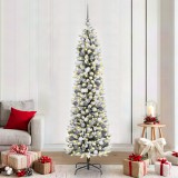 vidaXL Brad de Crăciun with Decorative String Lights Alb 210 cm PVC