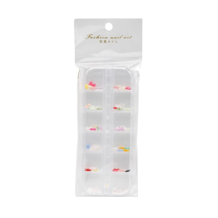 Figurine volumetrice 3D pentru manichiură, set (funde și flori de diferite culori)