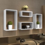 Set de 4 rafturi cuboid, alb