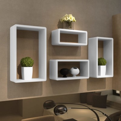 Set de 4 rafturi cuboid, alb foto