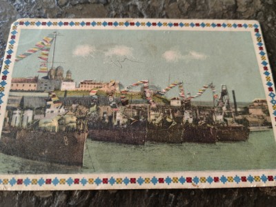 Carte postala Constanta, Vase de razboi si puitoare de mine, necirculata, 1920 foto