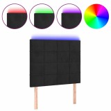 Cumpara ieftin Tablie de pat cu LED, negru, 100x5x118/128 cm, catifea