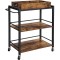 VASAGLE Carucior de servire pe roti pentru bucatarie, 3 polite, tava detasabila, stil industrial, 40x72x86cm, maro rustic Household NewTrend