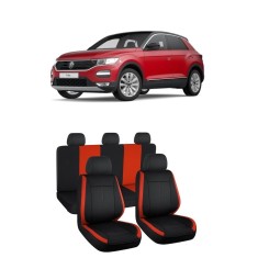 Set huse scaune Volkswagen T-Roc (2019-2023) Negru-Rosu