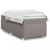 VidaXL Pat box spring cu saltea, gri taupe, 90x190 cm, textil