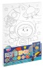 Tablou Pictura pe Numere Grafix Astronaut Copii, Set Creativ cu Pensula si Acuarele, 29.7x19.5cm, +4 Ani