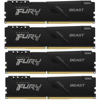 Memorie DDR Kingston Fury Beast DDR4 16 GB, frecventa 2666 MHz, 4 GB x 4 module, radiator, &amp;quot;KF426C16BBK4/16&amp;quot; foto