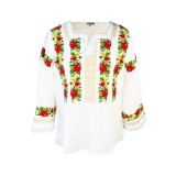 Bluza tip ie traditionala, dama, ML26, marime S, alb/verde bramwell