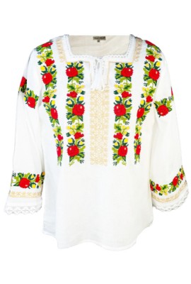 Bluza tip ie traditionala, dama, ML26, marime S, alb/verde bramwell foto